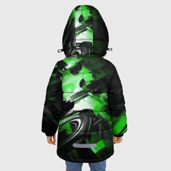 Куртка с принтом Green dark abstract geometry style для любого человека, вид сзади №2. Цвет основы: черный