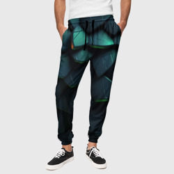 Dark green abstract geometry style – Мужские брюки 3D с принтом купить