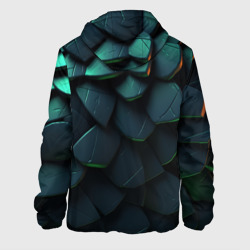 Куртка с принтом Dark green abstract geometry style для мужчины, вид сзади №1. Цвет основы: белый