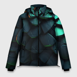 Dark green abstract geometry style – Мужская зимняя куртка 3D с принтом купить