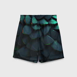 Dark green abstract geometry style – Детские спортивные шорты 3D с принтом купить