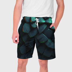 Dark green abstract geometry style – Мужские шорты 3D с принтом купить