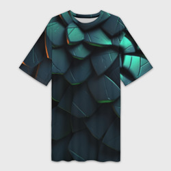 Dark green abstract geometry style – Платье-футболка 3D с принтом купить