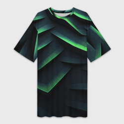 Green dark    abstract geometry style – Платье-футболка 3D с принтом купить