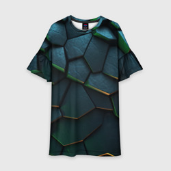 Dark   green abstract geometry style – Детское платье 3D с принтом купить