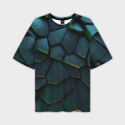 Dark   green abstract geometry style – Мужская футболка oversize 3D с принтом купить со скидкой в -50%