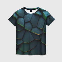 Dark   green abstract geometry style – Женская футболка 3D с принтом купить со скидкой в -26%