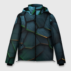 Dark   green abstract geometry style – Мужская зимняя куртка 3D с принтом купить