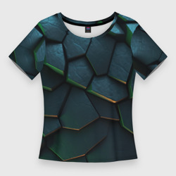 Dark   green abstract geometry style – Женская футболка 3D Slim с принтом купить