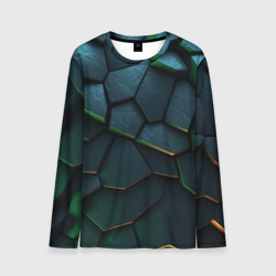 Dark   green abstract geometry style – Мужской лонгслив 3D с принтом купить со скидкой в -20%