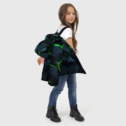 Куртка с принтом Abstract dark green  geometry style для любого человека, вид спереди №4. Цвет основы: черный