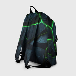 Рюкзак с принтом Abstract dark green  geometry style для любого человека, вид сзади №1. Цвет основы: белый