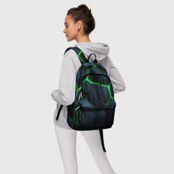 Рюкзак с принтом Abstract dark green  geometry style для любого человека, вид спереди №4. Цвет основы: белый