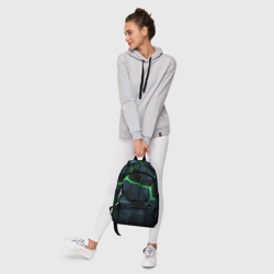 Рюкзак с принтом Abstract dark green  geometry style для любого человека, вид спереди №6. Цвет основы: белый