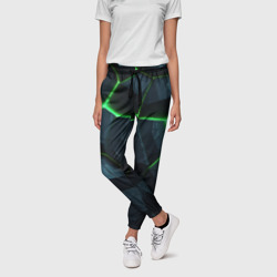 Abstract dark green  geometry style – Женские брюки 3D с принтом купить