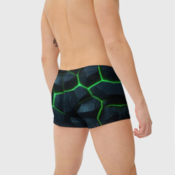 Плавки с принтом Abstract dark green  geometry style для мужчины, вид на модели сзади №2. Цвет основы: белый