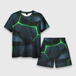 Abstract dark green  geometry style – Мужской костюм с шортами 3D с принтом купить