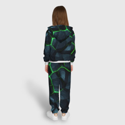 Костюм с принтом Abstract dark green  geometry style для ребенка, вид на модели сзади №3. Цвет основы: белый