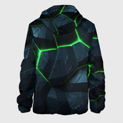Куртка с принтом Abstract dark green  geometry style для мужчины, вид сзади №1. Цвет основы: белый