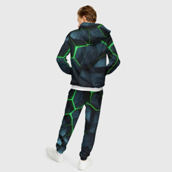 Костюм с принтом Abstract dark green  geometry style для мужчины, вид на модели сзади №2. Цвет основы: белый