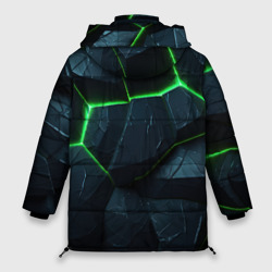 Куртка с принтом Abstract dark green  geometry style для женщины, вид сзади №1. Цвет основы: черный