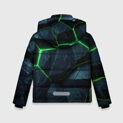 Куртка с принтом Abstract dark green  geometry style для любого человека, вид сзади №1. Цвет основы: черный