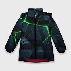 Abstract dark green  geometry style – Зимняя куртка для девочек 3D с принтом купить