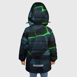 Куртка с принтом Abstract dark green  geometry style для любого человека, вид сзади №2. Цвет основы: черный