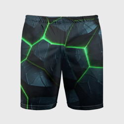 Abstract dark green  geometry style – Мужские шорты спортивные с принтом купить