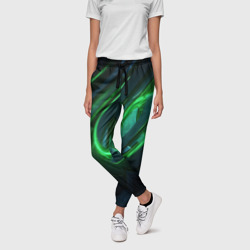 Green neon abstract  geometry  – Женские брюки 3D с принтом купить