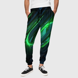 Green neon abstract  geometry  – Мужские брюки 3D с принтом купить
