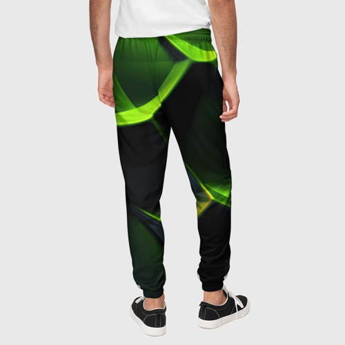 Мужские брюки 3D Green neon abstract    geometry , цвет 3D печать - фото 5