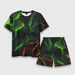 Green neon     abstract geometry  – Мужской костюм с шортами 3D с принтом купить