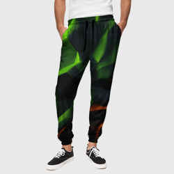 Green neon     abstract geometry  – Мужские брюки 3D с принтом купить