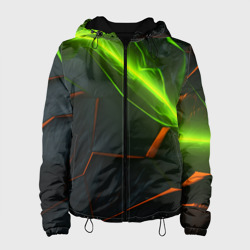 Женская куртка 3D Green neon abstract geometry 