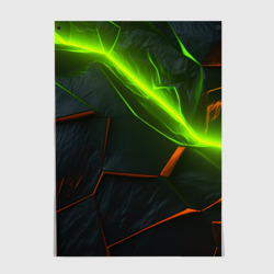 Постер Green neon abstract geometry 