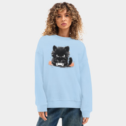 Женский свитшот oversize без начеса хлопок Котик геймер - фото 2