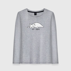 Женский лонгслив хлопок Уставший котик - не сегодня