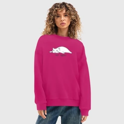 Женский свитшот oversize без начеса хлопок Уставший котик - не сегодня - фото 2