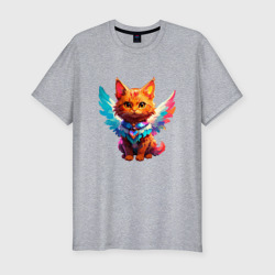 Рыжий котенок с крыльями – Мужская футболка хлопок Slim с принтом купить