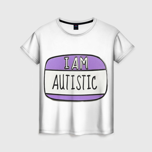 Женская футболка с принтом Аутист значок, вид спереди №1