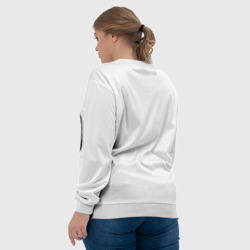Свитшот с принтом Аутист значок для женщины, вид на модели сзади №3. Цвет основы: белый