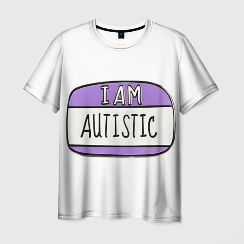 Мужская футболка с принтом Аутист значок, вид спереди №1