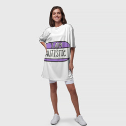 Платье с принтом Аутист значок для женщины, вид на модели спереди №3. Цвет основы: белый
