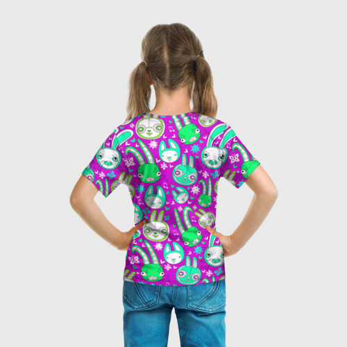 Детская футболка 3D Разноцветные зайцы, цвет 3D печать - фото 6