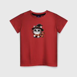 Кот в шляпе с волшебной палочкой – Детская футболка хлопок с принтом купить со скидкой в -20%