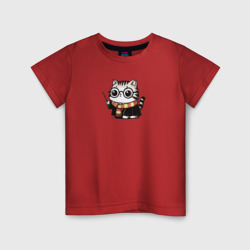 Кот в очках с волшебной палочкой – Детская футболка хлопок с принтом купить со скидкой в -20%