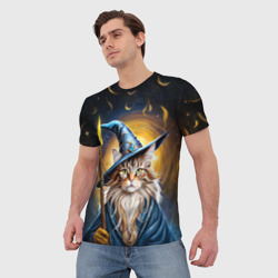 Мужская футболка 3D Кот Мейн Кун волшебник - фото 2