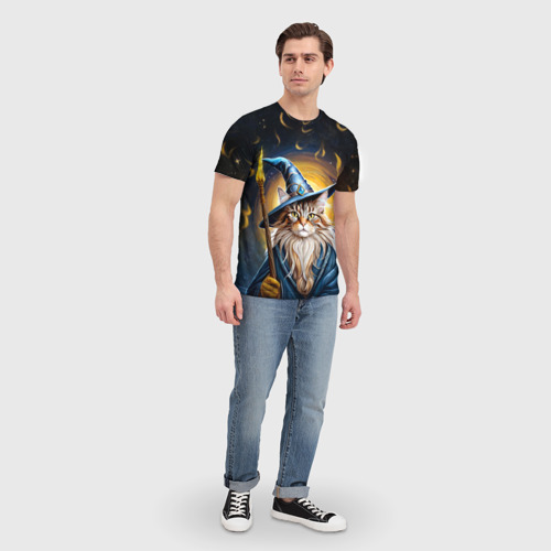 Мужская футболка 3D Кот Мейн Кун волшебник, цвет 3D печать - фото 5