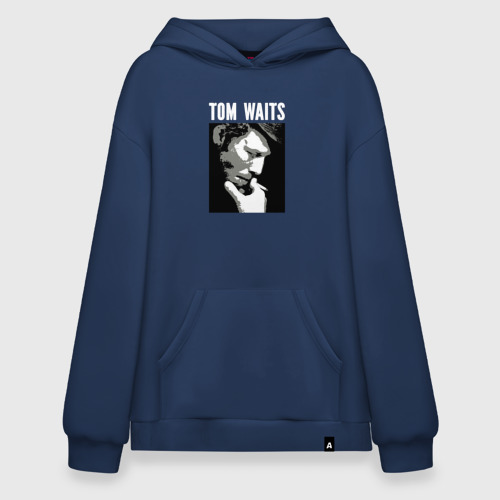 Худи SuperOversize хлопок Tom Waits in abstract graphics, цвет темно-синий